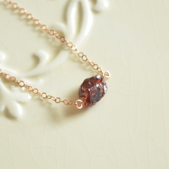 Raw Garnet Bracelet in Rose Gold - Picture 5 of 9